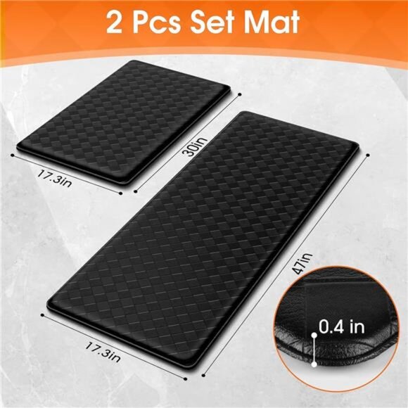 Kitchen Mats, 2PCS Kitchen Rugs, Cushioned Anti Fatigue Kitchen Mats for Floor, - Picture 2 of 8